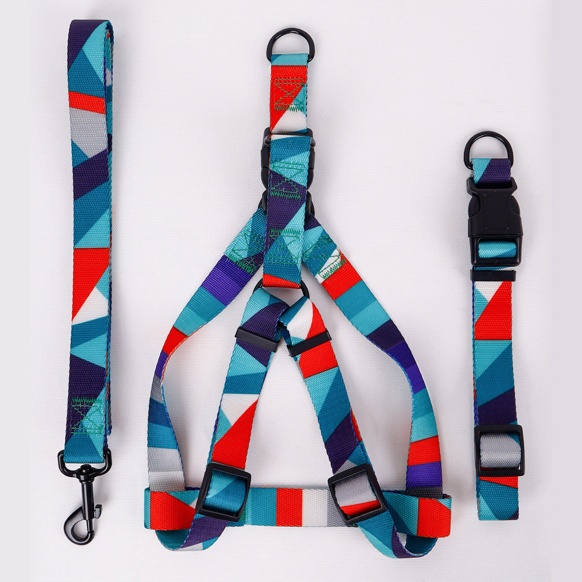 Adjustable Pet Collar, Leash & Harness Set – Durable Polyester, Comfortable Fit for Dogs & Cat