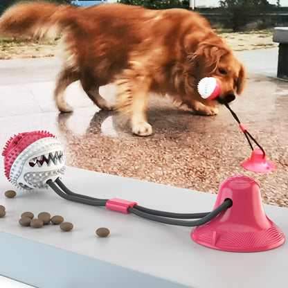 Interactive Suction Cup Dog Toy – Drawstring Ball