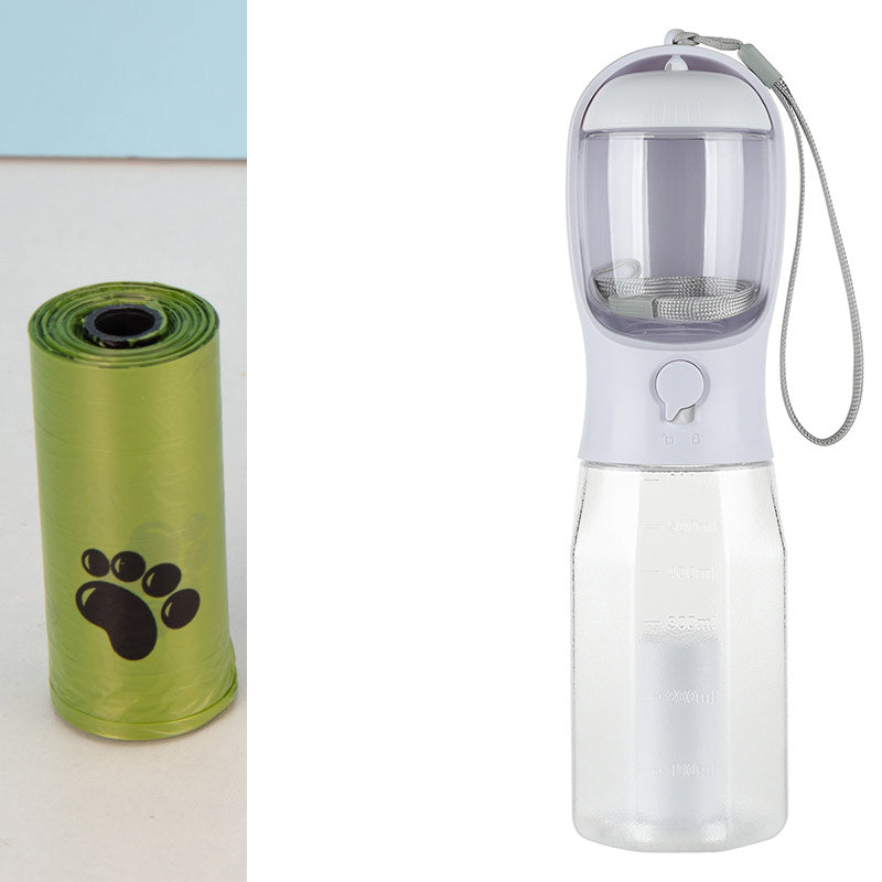 3-in-1 Portable Dog & Cat Water Bottle with Food Feeder & Poop Dispenser |