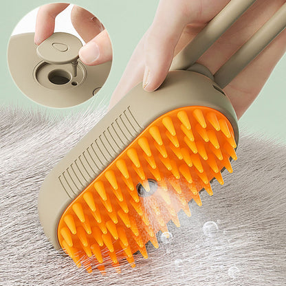 Steam Pet Grooming Brush – USB Rechargeable Anti-Static Spray Comb