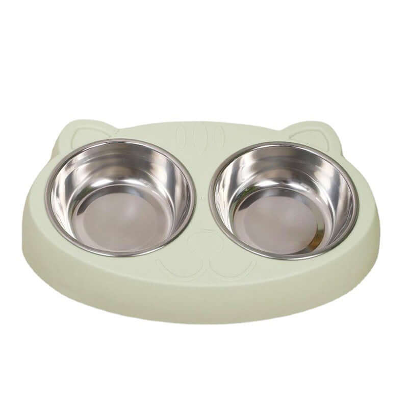 Double Stainless Steel Dog Bowls with Non-Slip Resin Stand – Raised Food & Water Feeder for Cats and Dogs |