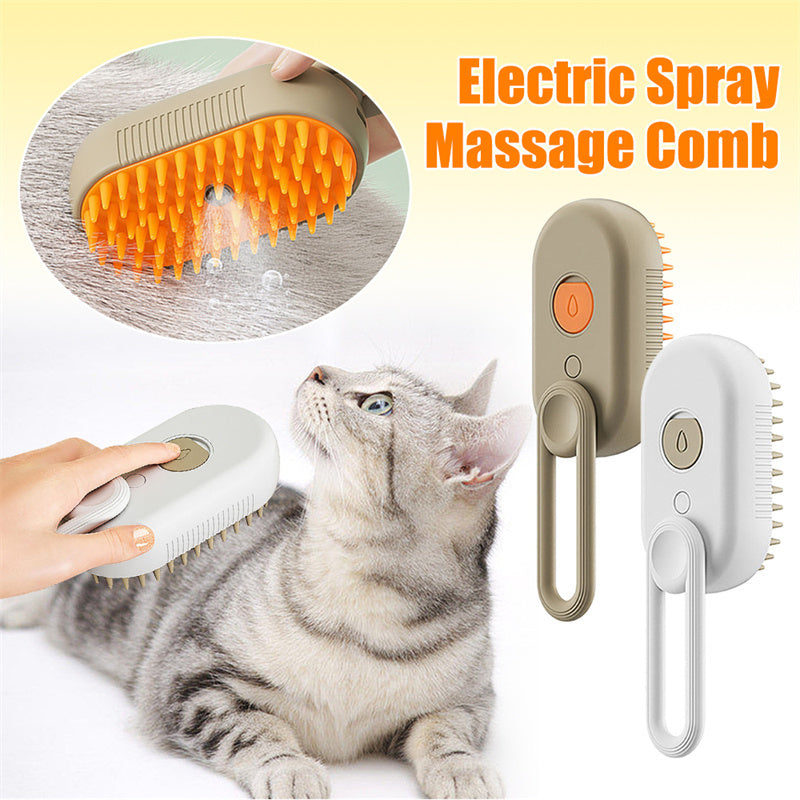 Steam Pet Grooming Brush – USB Rechargeable Anti-Static Spray Comb