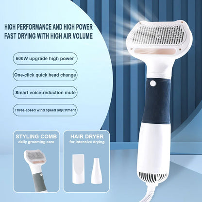 3-in-1 Pet Hair Dryer & Grooming Brush for Dogs and Cats – Safe, Compact, and Convenient |