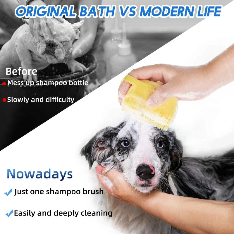 2-in-1 Pet Shampoo Brush – Silicone Massage Comb for Bathing Dogs & Cats |