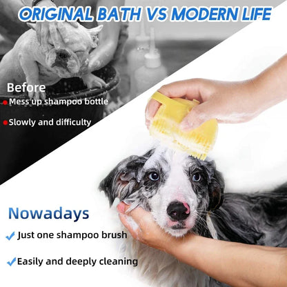 2-in-1 Pet Shampoo Brush – Silicone Massage Comb for Bathing Dogs & Cats |