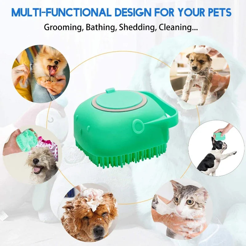 2-in-1 Pet Shampoo Brush – Silicone Massage Comb for Bathing Dogs & Cats |