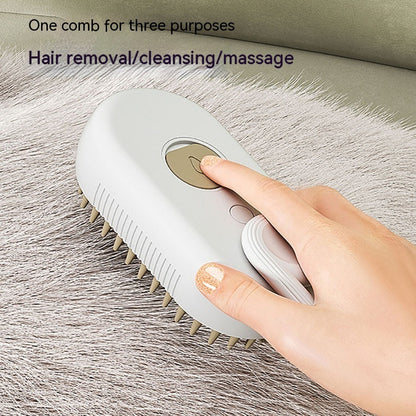 Steam Pet Grooming Brush – USB Rechargeable Anti-Static Spray Comb