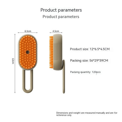 Steam Pet Grooming Brush – USB Rechargeable Anti-Static Spray Comb