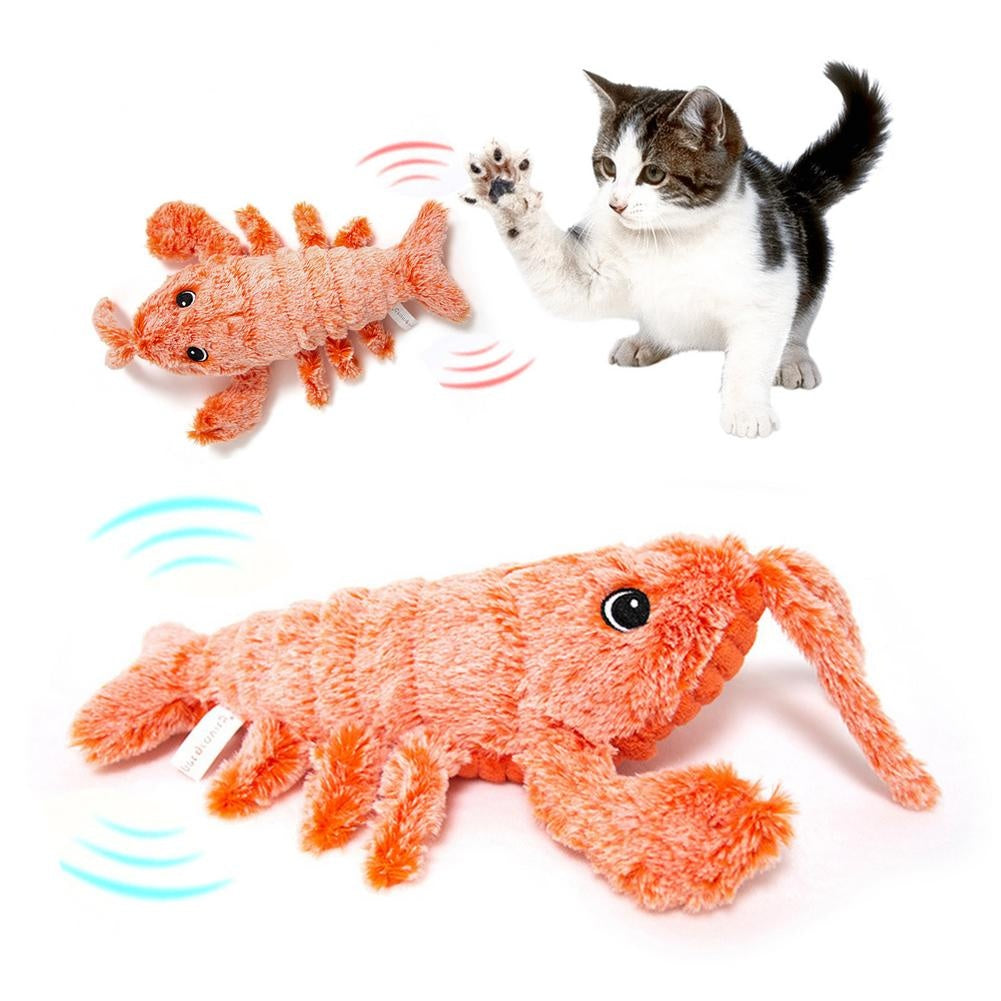 Electric Jumping Lobster Cat Toy – USB Rechargeable Plush with Swinging Tail |